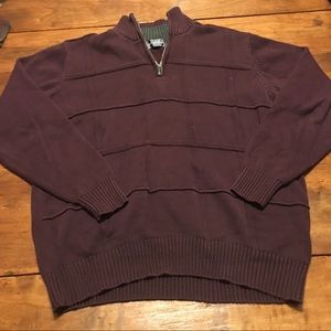 Oscar De La Renta half zip hoodie plum sweater